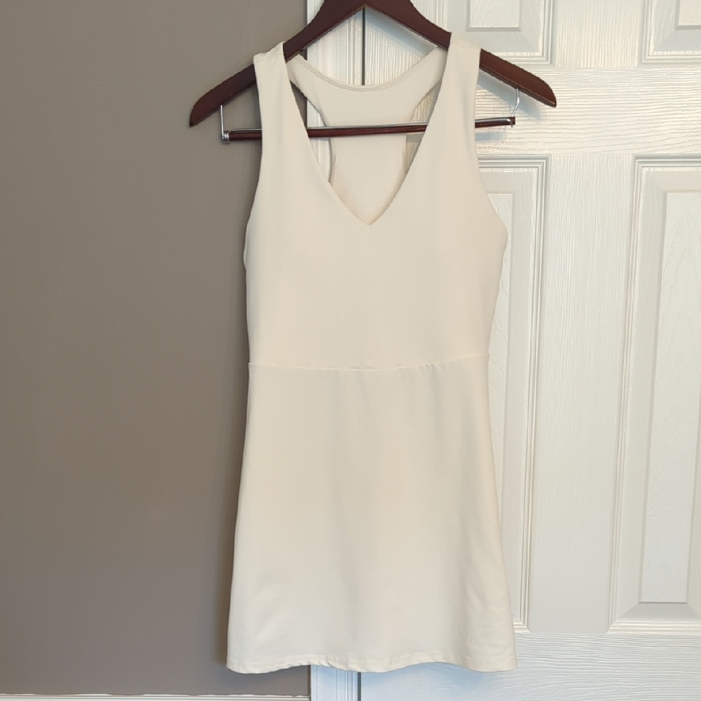 Fabletics On-The-Go Built-In Bra Cream Ivory Sleeveless Dress